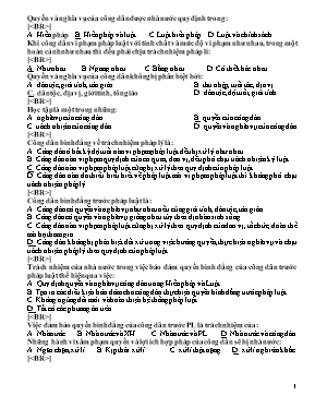Đề trắc nghiệm thi học kì I Giáo dục công dân lớp 12 (Có đáp án)
